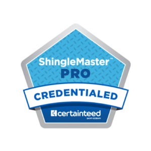 shingle master pro credential badge for landmark roofing and siding
