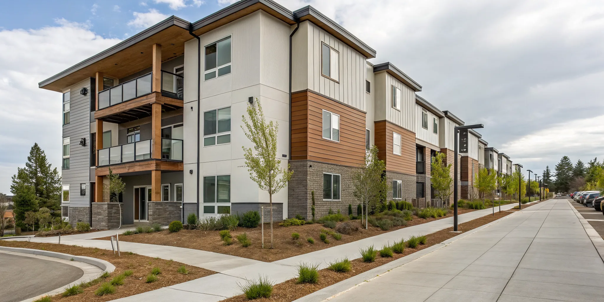 The best durable siding for multi-family homes on a modern apartment building.