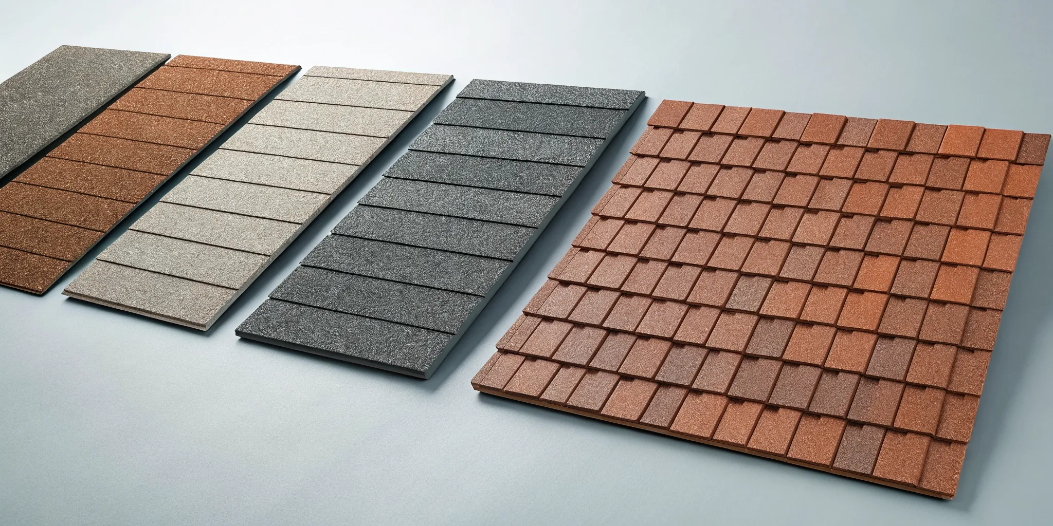 A comparison of the top five roofing materials: asphalt, metal, cedar, tile, and slate.