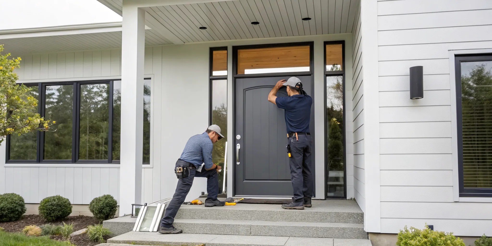 The labor cost to replace an exterior door on a residential home.