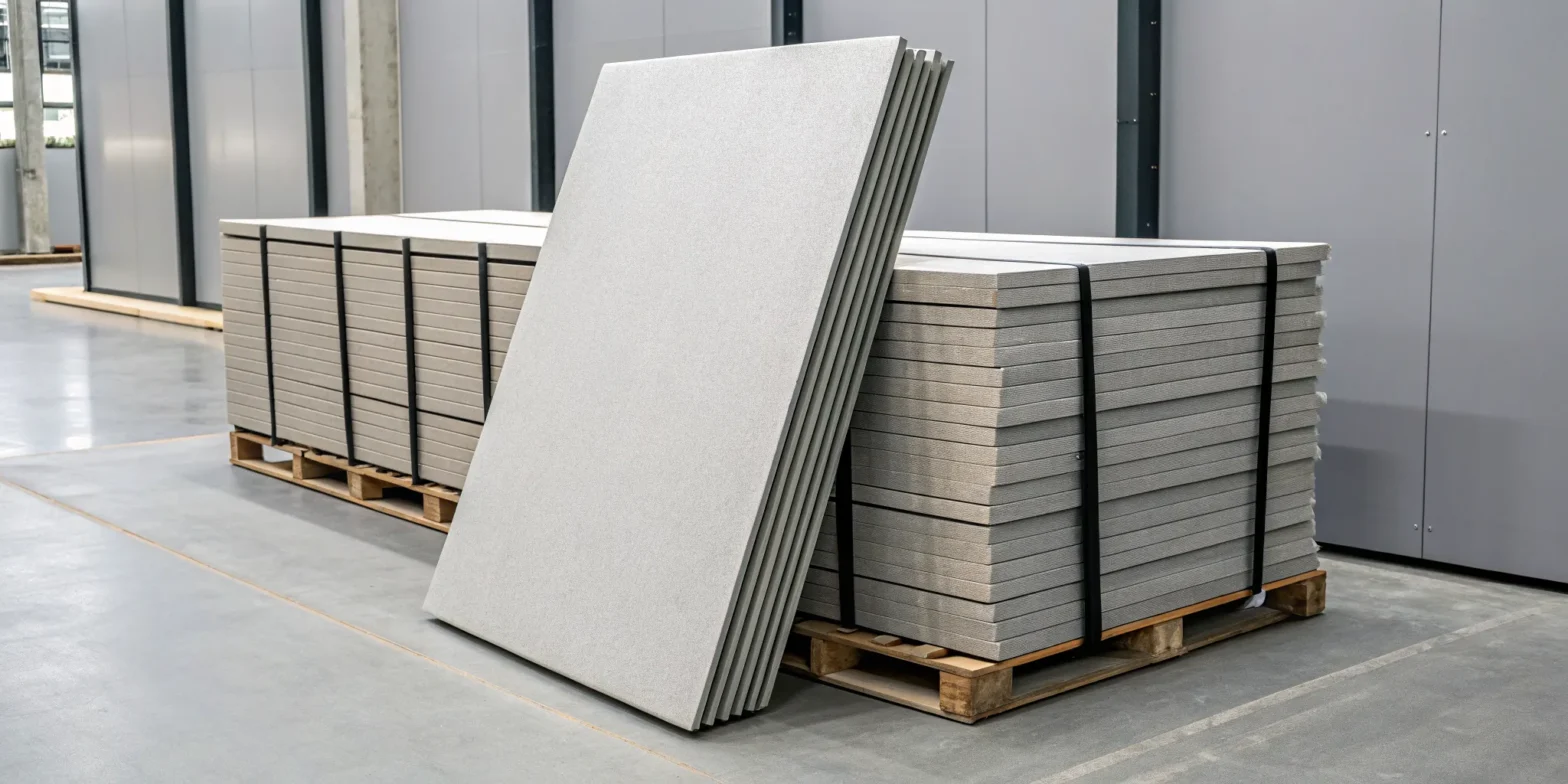 The cost of 4x8 Hardie board sheets stacked on pallets at a supplier.