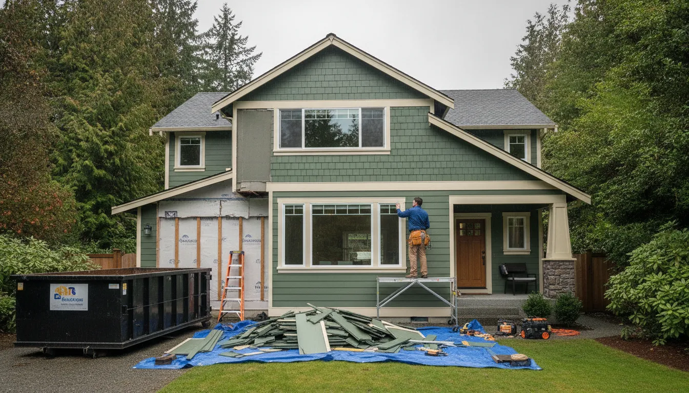 Contractor preparing a siding replacement estimate at a Washington home