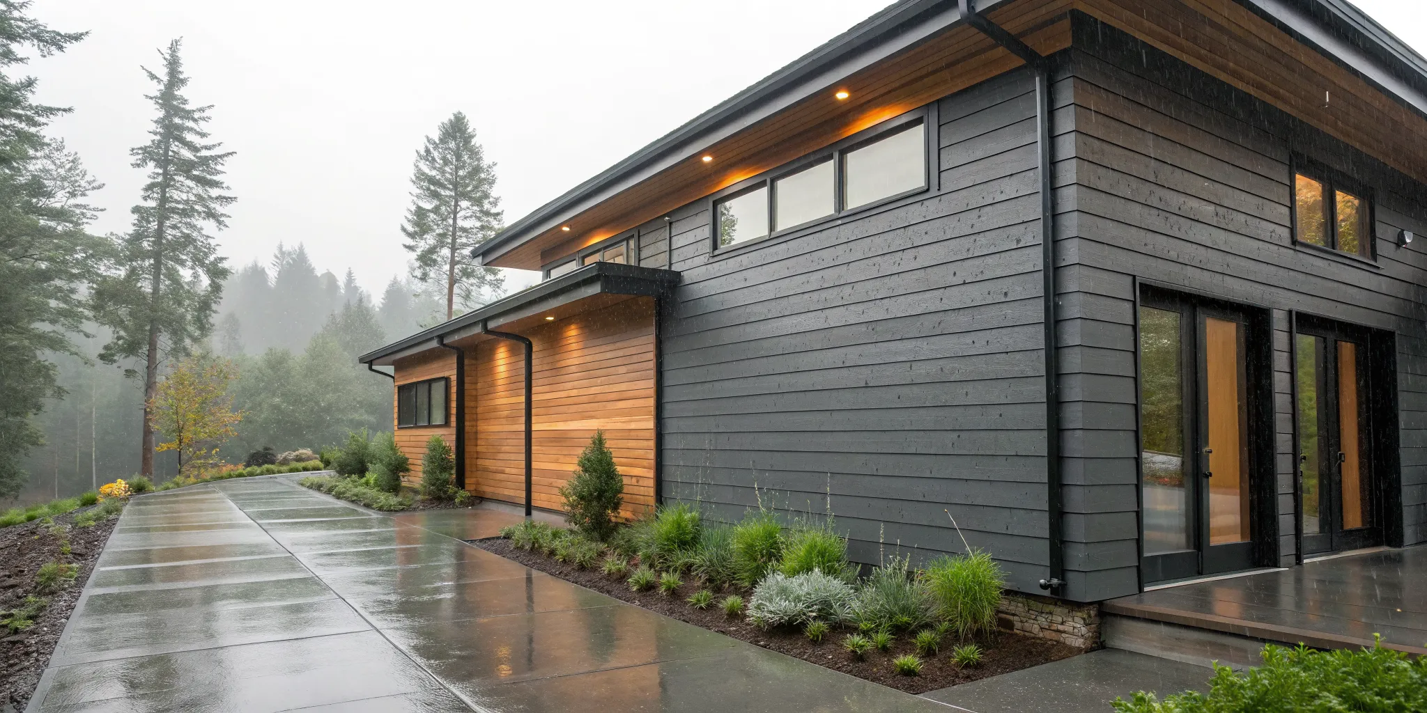 Modern home with the best siding for the rainy Pacific Northwest climate.