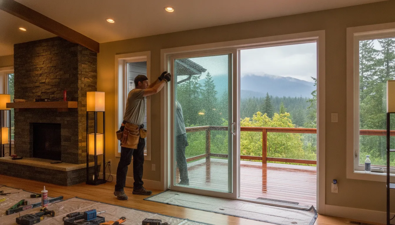 New sliding patio door installed in a Pacific Northwest home